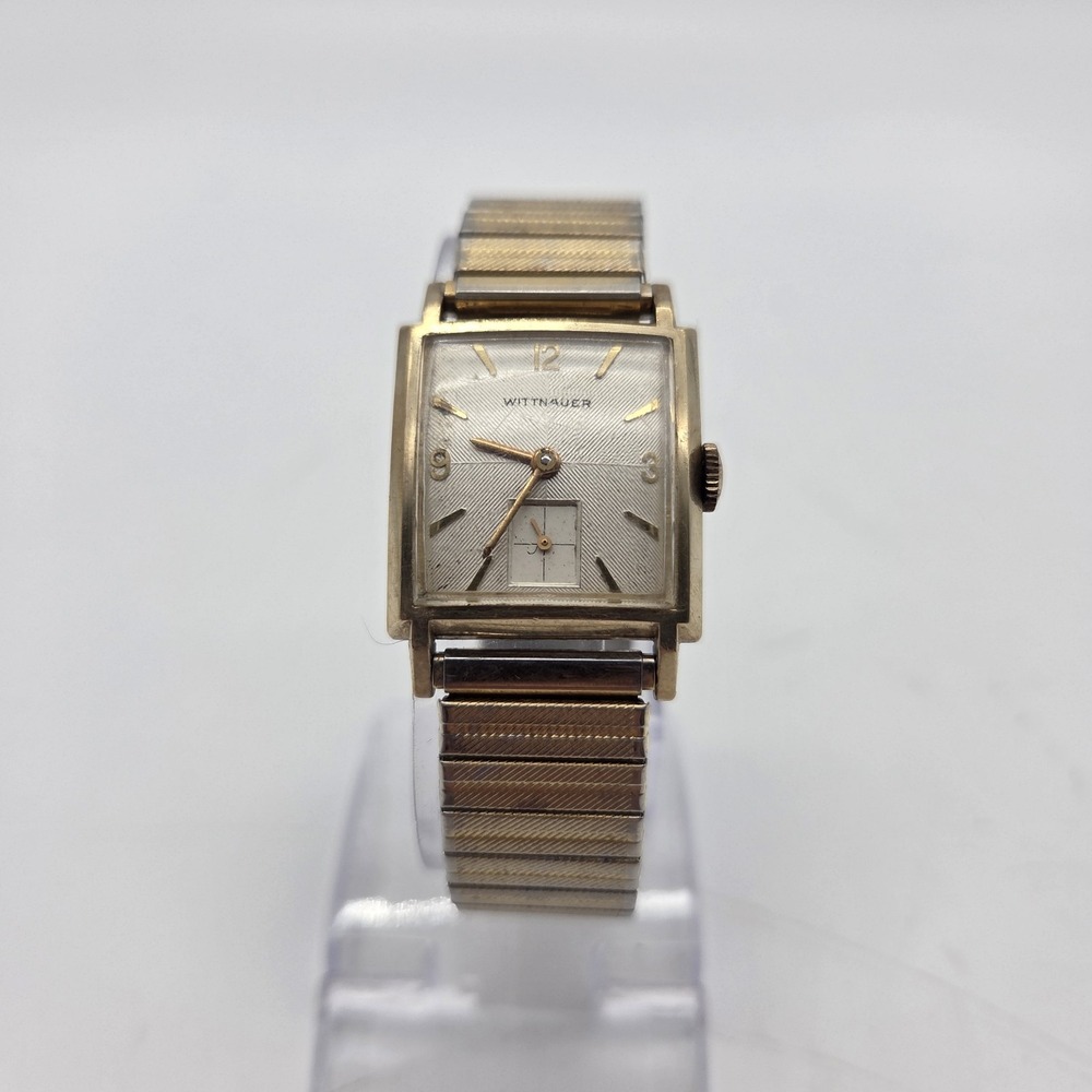 WITTNAUER 10K RGP Square Bezel WATCH Domed Glass 17 Jewels Winding Mechanical